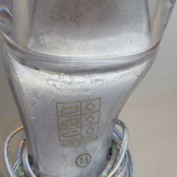 Miss Heel Silver and Clear Iridescent Lace up Platform Stiletto Size 7.5 - Picture 7 of 9